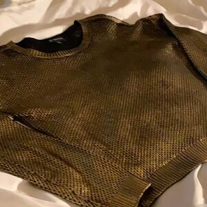 Metallic crew neck sweater
